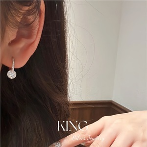 King <b>Silver</b> Jewelry Moissanite <b>Huggie</b> Earrings S925 Sterling <b>Silver</b> Round Claw Setting Everyday Wear - Product Image 3