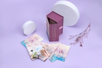 Cartes oracle de tarot d'affirmation minuscule rose imprimées sur mesure, mini cartes de tarot arc-en-ciel avec boîte
