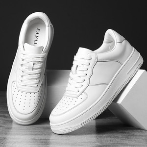 Men's <b>White</b> Sneakers Premium Genuine Leather Low <b>Heel</b> Rubber Outsole EVA Midsole Leisure Wear Resistant Slip Resistant - Product Image 4