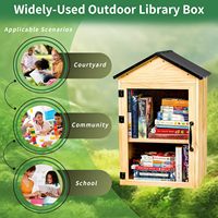 Boîte de bibliothèque miniature imperméable à 2 niveaux - Armoire d'échange de livres en bois massif pour l'extérieur avec étagères réglables pour les communautés/les écoles