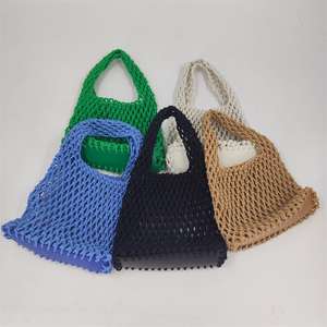 Cuerda de <span class=keywords><strong>hilo</strong></span> de superficie tejida hecha a mano pura al por mayor red de playa hueca bolsa inferior de cuero pequeña roja rejilla hueca tejida a mano de algodón - Product Image 2