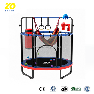 Trampoline pour enfants Zoshine 4-en-1, fabricant de trampolines, trampoline de 55 pouces avec sac de boxe, anneaux, hamac, certifié TUV, trampoline d'intérieur pour tout-petits - Product Image 1