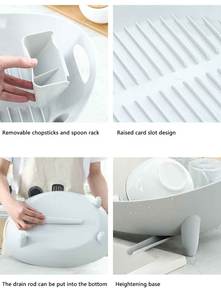 選択楽しい立ち型プラスチック皿ラック排水機キッチンオーガナイザー排水バスケット卸売家収納機構 - Product Image 3