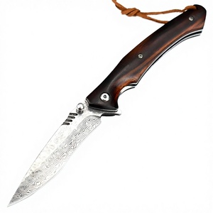 Cuchillo de bolsillo EDC de acero de Damasco de 107 capas hecho a mano, funda de cuero de lujo, mango de palisandro, plegable y duradero, OEM - Product Image 3