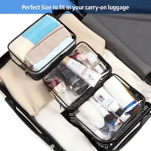 कस्टम Hight गुणवत्ता यात्रा पारदर्शी पीवीसी शौचालय कॉस्मेटिक बैग स्पष्ट श्रृंगार पाउच के साथ जिपर