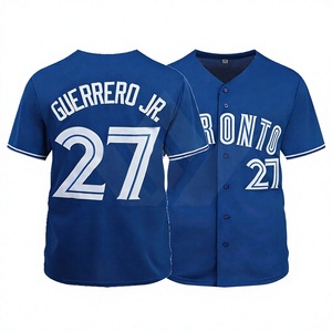 Camiseta de Béisbol para Hombre Toronto, Cuello en V, Manga Corta, 27 Guerrero Jr., Impresión por Transferencia de Calor en la Parte Delantera, Poliéster Transpirable - Product Image 1
