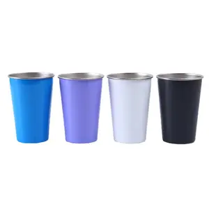 Metal Beer Cups Aluminium Metal Cup With Custom Logo Printing Bpa Free Anodized Colorful 12oz 16oz 18oz 20oz Pong Mugs 300ml Red