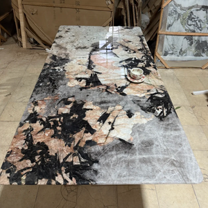 Tables à manger rectangulaires en quartz rose diamanté Pandora, hautement personnalisées, pour maison moderne, villa et manoir - Product Image 5