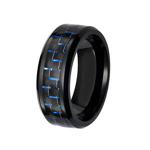 Bague de mariage en tungstène plaqué or 18 carats Bague de fiançailles biseautée 8mm à la mode pour hommes avec <span class=keywords><strong>diamant</strong></span> taille ovale Style classique pour les fêtes - Product Image 4