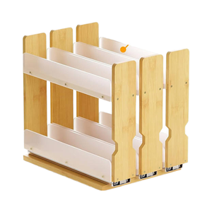 Organizador vertical de condimentos de bambú, estante extraíble para especias, despensa de cocina y uso de garaje para gabinete - Product Image 1