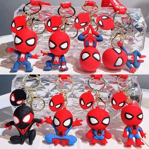 QY Spider-Man 3D Silicone Keychain Red Blue Character Pendant With Strap Non-Toxic Zinc Alloy <b>Ring</b> - Product Image 6