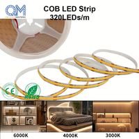 Bande lumineuse LED COB haute densité 8 mm 320 LED/m 2700K blanc chaud sans points pour décoration intérieure