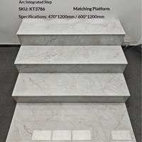 Carreaux de porcelaine monobloc antibactériens et antidérapants pour marches d'escalier, finition dorée intégrale, bords arrondis, pour murs intérieurs