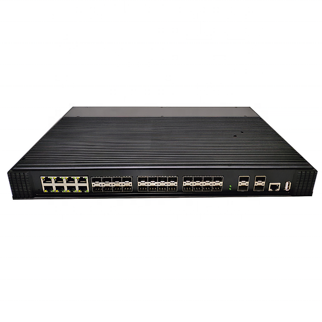 10G Managed Industrial Switch Gigabit 24 SFP Port +4*10G SFP Uplink 1 USB 1 Console IP40 Network Switch L3 Switch