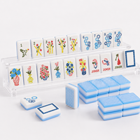 Ensemble de tuiles de mahjong américaines de luxe - Tuiles en résine translucide lavande moderne avec des motifs floraux 3D colorés - 160 tuiles de qualité supérieure