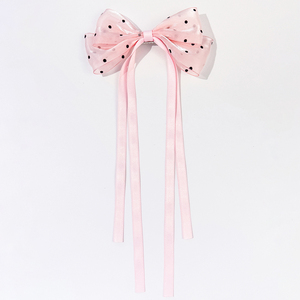 Molletta per capelli dolce ed elegante con fiocco a pois e accessorio in garza a rete si attacca alla parte posteriore della testa - Product Image 3
