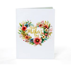Flowers Heart Mother's Day 3D Pop-Up Greeting Card for Mom <b>Wife</b> Mam Gift Paper 4 Color Digital Printing Gold Stamping - Product Image 4