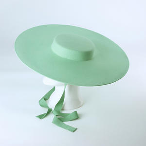 Wijde rand wollen hoed voor dames, platte formele zwarte design bandage voor podiumshows, modieuze outdoor hoge hoed voor de winter - Product Image 6