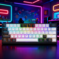 60% Mini clavier mécanique Portable Bluetooth sans fil RVB 61 touches clavier de jeu Compact avec interrupteur tactile marron
