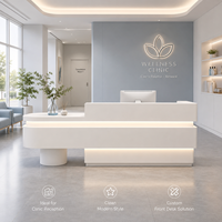 Bureau d'accueil moderne en bois sur mesure de qualité supérieure pour usage commercial dans les hôpitaux, les hôtels, les gymnases, les immeubles de bureaux, les centres commerciaux