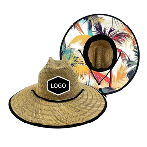 Sombrero de paja de verano al por mayor para salvavidas, con estampado personalizado, estilo americano, para playa y surf, con logo - Product Image 1