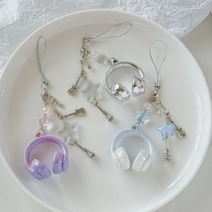 Y2k Màu Hồng Tím Gradient Màu Âm Nhạc Tai Nghe Đính Cườm Keychain Sáng Tạo Mini Tai Nghe Mặt Dây Chuyền Keyring Cặp Dây Đeo Móc Chìa Khóa - Product Image 1