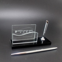 Accessoires de bureau en cristal avec ensembles de table, ensemble de stylos en cristal et porte-cartes de visite pour décoration de table, cadeau d'anniversaire