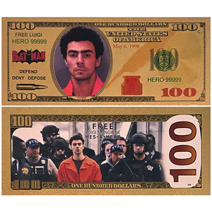 Nouveau artisanat Souvenir carte <span class=keywords><strong>Luigi</strong></span> Nicholas Mangione plaqué or 100 Dollars billet en plastique feuille d'or billet de banque - Product Image 3