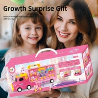 Tren de Transporte Rosa Princesa Contenedor 7 en 1 con Apilamiento Magnético y Sonido y Luz para Juego Creativo de Niñas