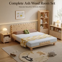 Lit enfant moderne et sûr de style européen avec tête de lit festonnée en bois, lit moelleux, écologique, durable, en bois massif, lit simple pour enfants, chambre à coucher, maison
