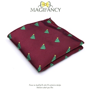 Mode chaud noël Jacquard <span class=keywords><strong>mouchoir</strong></span> 22cm <span class=keywords><strong>arbre</strong></span> cerf Polyester hommes poche carré smoking costume mariage fête accessoire cadeau - Product Image 2