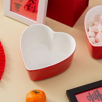Bol à collation en porcelaine en forme de cœur pour la décoration intérieure de la Saint-Valentin bols de service en céramique pour fruits à dessert