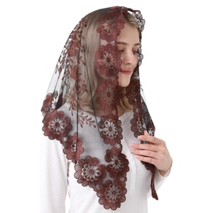 Женская головная уборная накидка с вышивкой в испанском стиле, треугольная католическая вуаль, церковная кружевная мантилья - Product Image 2