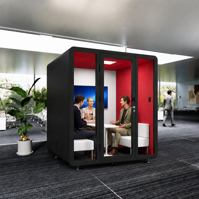 Professional Soundproof Meeting Pods Soundproof Booth 6 Person Work Soundproof Acoustic Pod Office Recording Booth