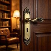 Ensemble de poignées de porte baroques ornées, en alliage de zinc noir et or antique, antivol, durable, écologique, pour porte en bois, villa