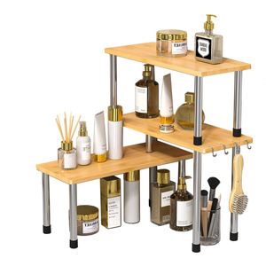 Multi-functional Home and <b>Kitchen</b> Countertop Organizer Counter Shelf 2 Tier Separable Bamboo <b>Corner</b> Shelf - Product Image 1