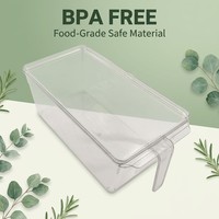 Boîte de rangement alimentaire empilable sans BPA avec poignée de traction, en PET transparent, pour économiser de l'espace dans le réfrigérateur