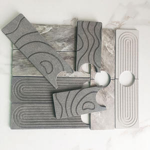 Tapis absorbant pour robinet Cy8088 Zt, gris, motif ondulé sculpté, résistant à l'humidité, pour cuisine et salle de bain, support de rangement portable sans perçage - Product Image 3