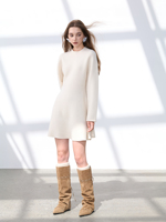Robe pull mini simple et écologique pour femme, coupe trapèze, ourlet évasé, élégante, en tricot, pull chaud pour l'hiver