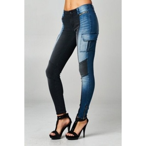 TD กางเกงยีนส์สกินนี่ทูโทนผู้หญิงสไตล์สวย - Product Image 2