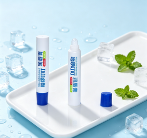 Empty Slim PE Squeeze Tube Custom blue Print Soft Tube With Roller Ball Applicator Cap For <b>Lip</b> Balm - Product Image 4