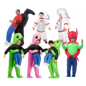Disfraces inflables de alienígena verde para adultos y niños, disfraces divertidos de Halloween para regalo de Festival activo