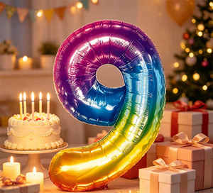 Palloncino in lamina metallica Party Love Numero 9 Multicolor 45cm Decorazione per feste - Product Image 5