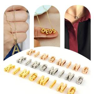 Choose any 26 pieces of silver, rose gold, regular metal <b>letters</b> A-Z, or choose your own <b>letter</b> charm 14mm - Product Image 1