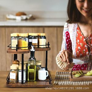 Wooden Spice Rack 2 Tier Adjustable Display <b>Shelf</b> Kitchen Countertop Storage Multi Function - Product Image 1