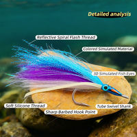 6/0 #   Leurre de pêche à la mouche Luminous Tarpon Streamers avec yeux 3D et hameçons en acier inoxydable pour la pêche nocturne au bar, au tarpon et au bonite géant