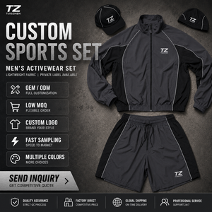 Conjunto Deportivo de 2 Piezas para <span class=keywords><strong>Hombre</strong></span>, Chaqueta Cortavientos y Pantalones Cortos, con Detalles en Nylon Transpirable, Fabricación Personalizada OEM al por Mayor - Product Image 5