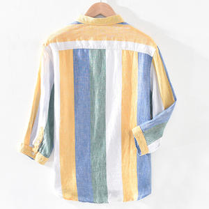 Camicie in <span class=keywords><strong>Lino</strong></span> <span class=keywords><strong>a</strong></span> <span class=keywords><strong>Righe</strong></span> per <span class=keywords><strong>Uomo</strong></span> Traspiranti Comode Maniche Lunghe Larghe Autunno Inverno <span class=keywords><strong>Camicia</strong></span> con Colletto <span class=keywords><strong>a</strong></span> <span class=keywords><strong>Righe</strong></span> Verticali - Product Image 4