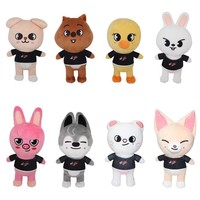 Jouets en peluche personnalisés en gros, tailles variées, personnages de dessins animés Stray Kids : Bbokari, Leebit, Wolf Chan, Puppym, en coton PP, pour filles