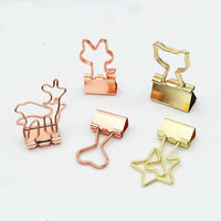 Clips de reliure en métal électroplaqué de différentes formes pour bureau et étude, clips de reliure pour cahiers en métal or rose